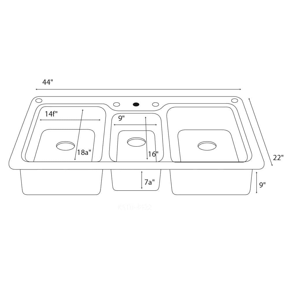Swan Drop-In/Undermount Solid Surface 44 in. 1-Hole 40/20/40 Triple Bowl Kitchen Sink in Barley