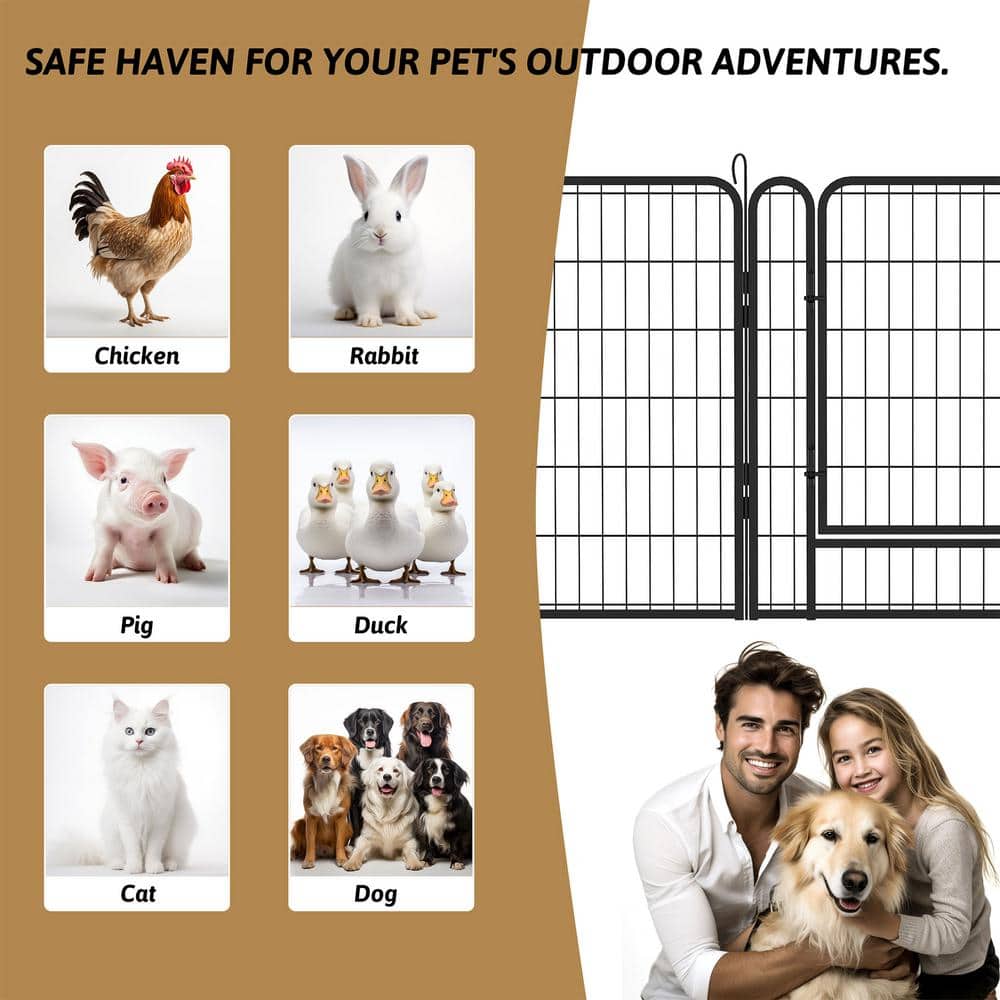 GOGEXX 108 in. L x 108 in. W x 32 in. H 16 Panels Heavy Duty Metal Playpen with door, 31.7 in. H Dog Fence Pet For Outdoor