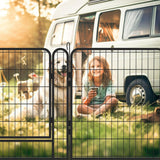 GOGEXX 108 in. L x 108 in. W x 32 in. H 16 Panels Heavy Duty Metal Playpen with door, 31.7 in. H Dog Fence Pet For Outdoor