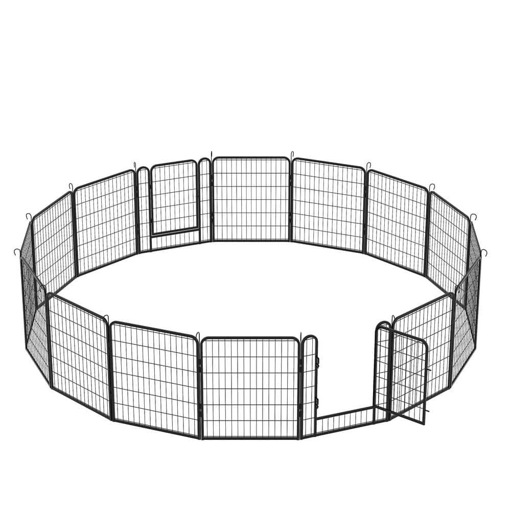 GOGEXX 108 in. L x 108 in. W x 32 in. H 16 Panels Heavy Duty Metal Playpen with door, 31.7 in. H Dog Fence Pet For Outdoor