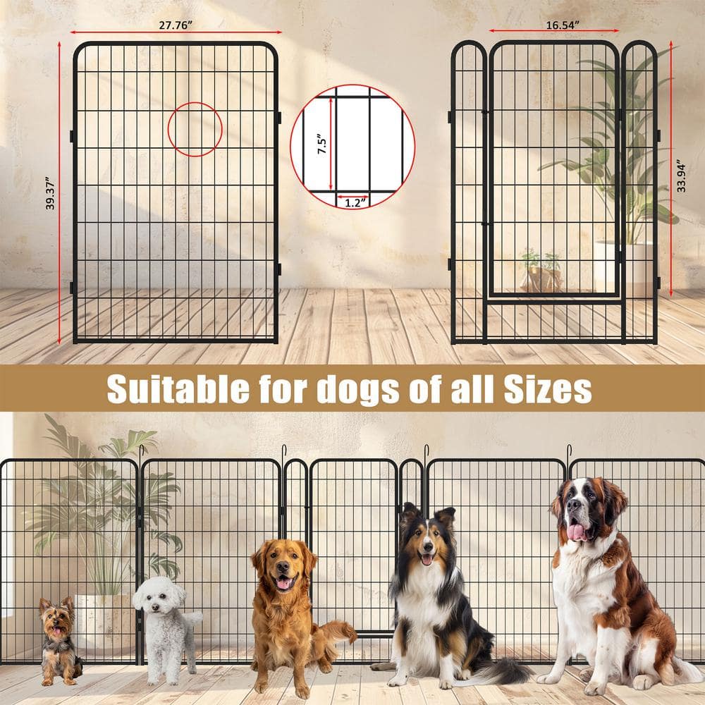 GOGEXX 108 in. L x 108 in. W x 32 in. H 16 Panels Heavy Duty Metal Playpen with door, 31.7 in. H Dog Fence Pet For Outdoor