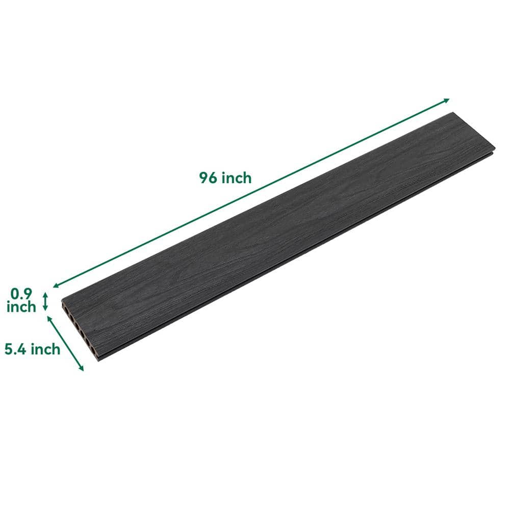 Mondaria Black Hollow Composite Decking Board 9-Pack with Realistic Wood Grain