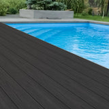 Mondaria Black Hollow Composite Decking Board 9-Pack with Realistic Wood Grain