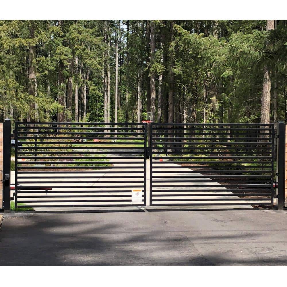 ALEKO 12 ft. x 6 ft. Automated Steel Milan Dual Swing Black Steel Driveway Gate and Gate Opener Kit ETL Listed Fence Gate