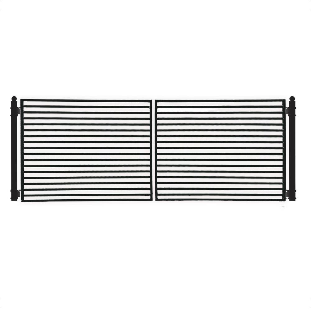 ALEKO 12 ft. x 6 ft. Automated Steel Milan Dual Swing Black Steel Driveway Gate and Gate Opener Kit ETL Listed Fence Gate