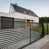 ALEKO 14 ft. x 6 ft. Automated Steel Barcelona Dual Swing Black Steel Driveway Gate and Gate Opener Kit ETL Listed Fence Gate