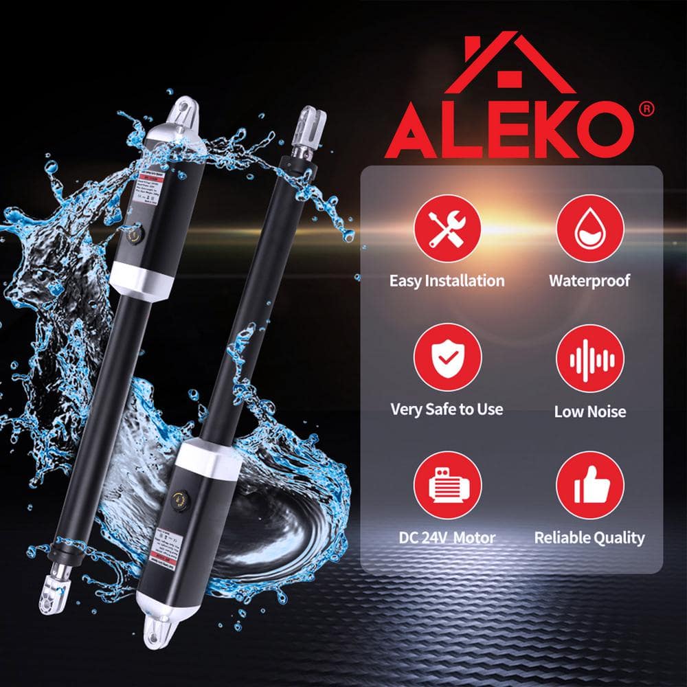 ALEKO 14 ft. x 6 ft. Automated Steel Barcelona Dual Swing Black Steel Driveway Gate and Gate Opener Kit ETL Listed Fence Gate