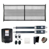 ALEKO 14 ft. x 6 ft. Automated Steel Barcelona Dual Swing Black Steel Driveway Gate and Gate Opener Kit ETL Listed Fence Gate