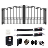 ALEKO 14 ft. x 6 ft. Automated Steel Paris Dual Swing Black Steel Driveway Gate and Gate Opener Kit ETL Listed Fence Gate