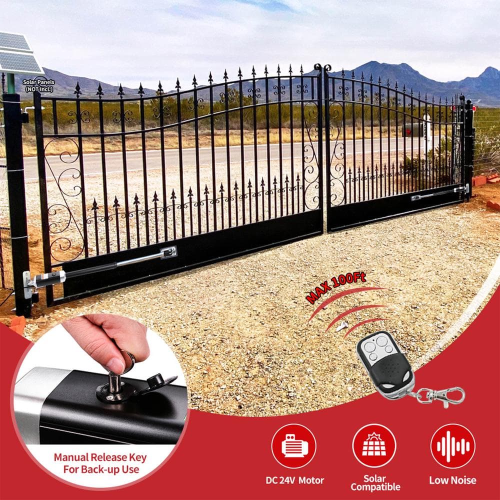 ALEKO 14 ft. x 6 ft. Automated Steel Paris Dual Swing Black Steel Driveway Gate and Gate Opener Kit ETL Listed Fence Gate