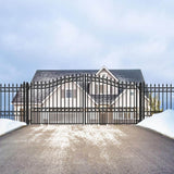 ALEKO London Style 12 ft. x 6 ft. Black Steel Dual Swing Driveway Fence Gate