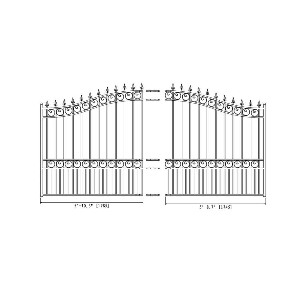 ALEKO London Style 12 ft. x 6 ft. Black Steel Single Slide Driveway Fence Gate