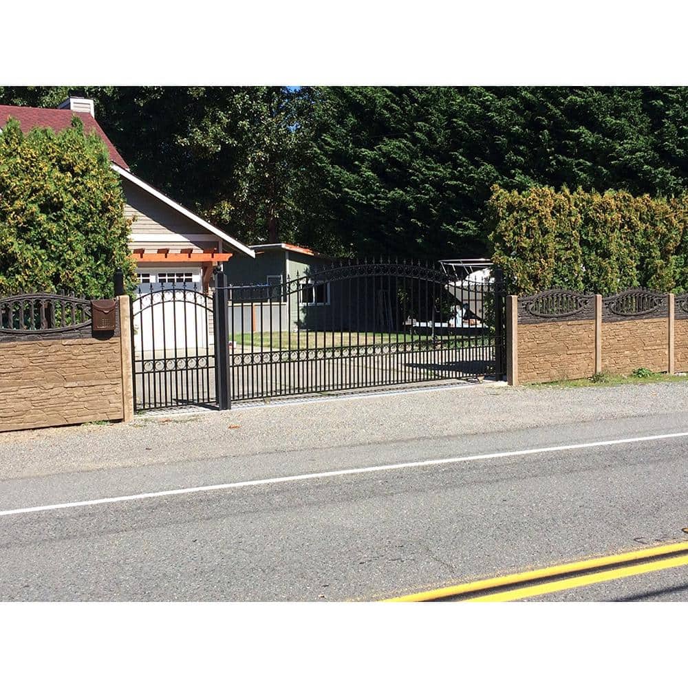 ALEKO London Style 12 ft. x 6 ft. Black Steel Single Slide Driveway Fence Gate