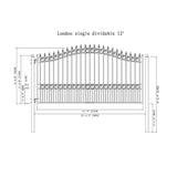 ALEKO London Style 12 ft. x 6 ft. Black Steel Single Swing Driveway Fence Gate
