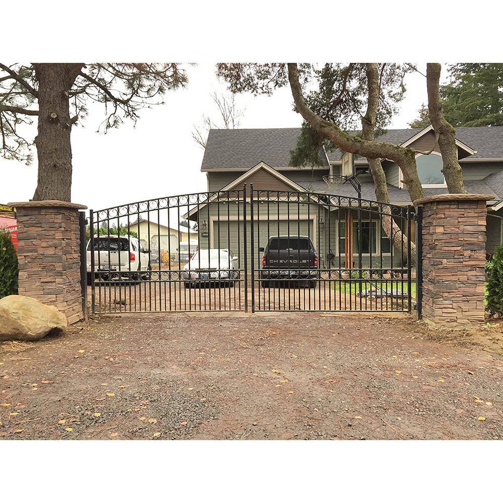 ALEKO Paris Style 12 ft. x 6 ft. Black Steel Dual Swing Driveway Fence Gate