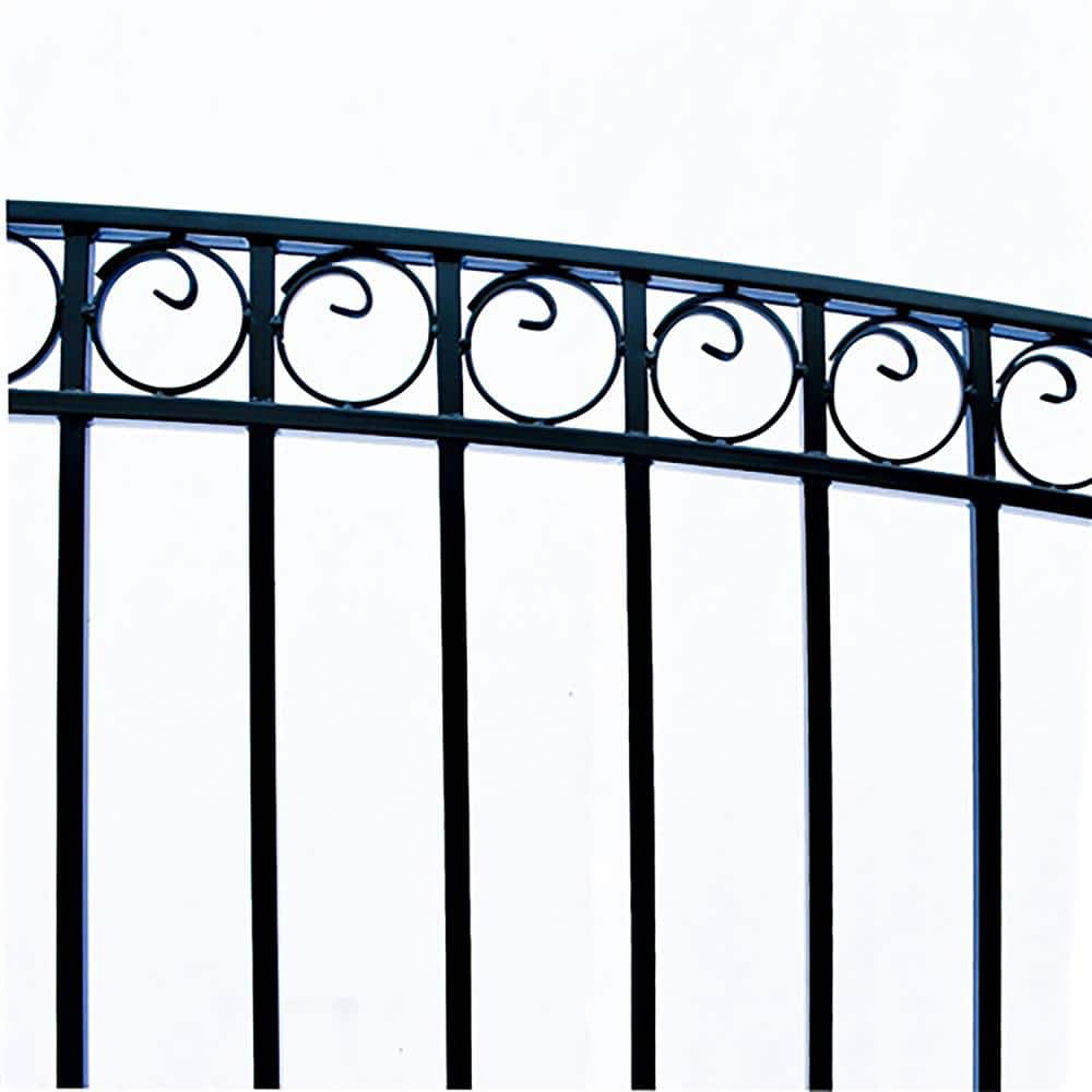 ALEKO Paris Style 12 ft. x 6 ft. Black Steel Single Swing Driveway Fence Gate