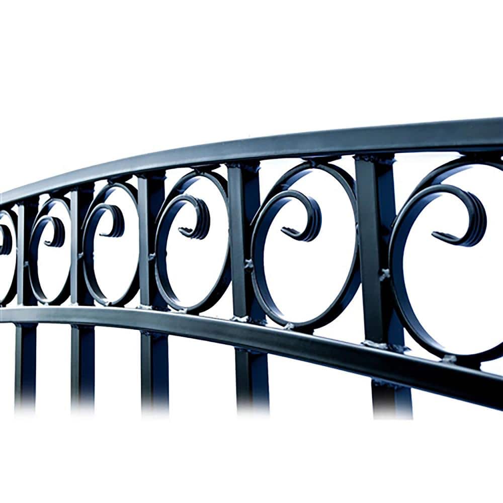 ALEKO Paris Style 12 ft. x 6 ft. Black Steel Single Swing Driveway Fence Gate