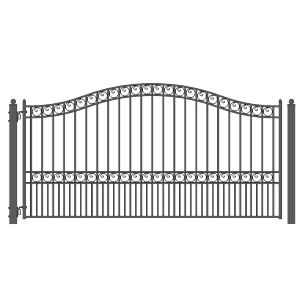 ALEKO Paris Style 12 ft. x 6 ft. Black Steel Single Swing Driveway Fence Gate