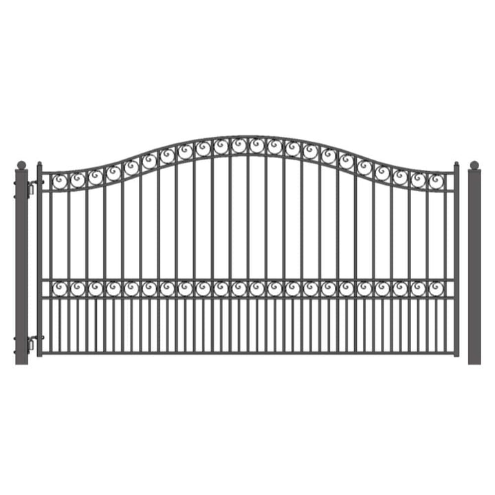 ALEKO Paris Style 12 ft. x 6 ft. Black Steel Single Swing Driveway Fence Gate