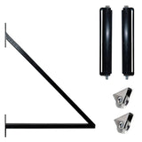 ALEKO 17 ft. x 6 ft. x 12 ft. Black Steel Single Sliding Driveway Gate Prague Style with Pedestrian Gate 5 ft. Fence Gate