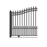 ALEKO 17 ft. x 6 ft. x 12 ft. Black Steel Single Sliding Driveway Gate Prague Style with Pedestrian Gate 5 ft. Fence Gate