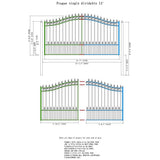 ALEKO 17 ft. x 6 ft. x 12 ft. Black Steel Single Sliding Driveway Gate Prague Style with Pedestrian Gate 5 ft. Fence Gate