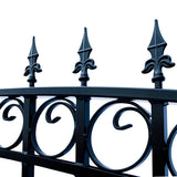 ALEKO 17 ft. x 6 ft. x 12 ft. Black Steel Single Sliding Driveway Gate Prague Style with Pedestrian Gate 5 ft. Fence Gate
