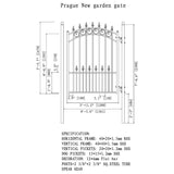 ALEKO 17 ft. x 6 ft. x 12 ft. Black Steel Single Sliding Driveway Gate Prague Style with Pedestrian Gate 5 ft. Fence Gate