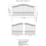 ALEKO Prague Style 12 ft. x 6 ft. Black Steel Single Swing Driveway Fence Gate