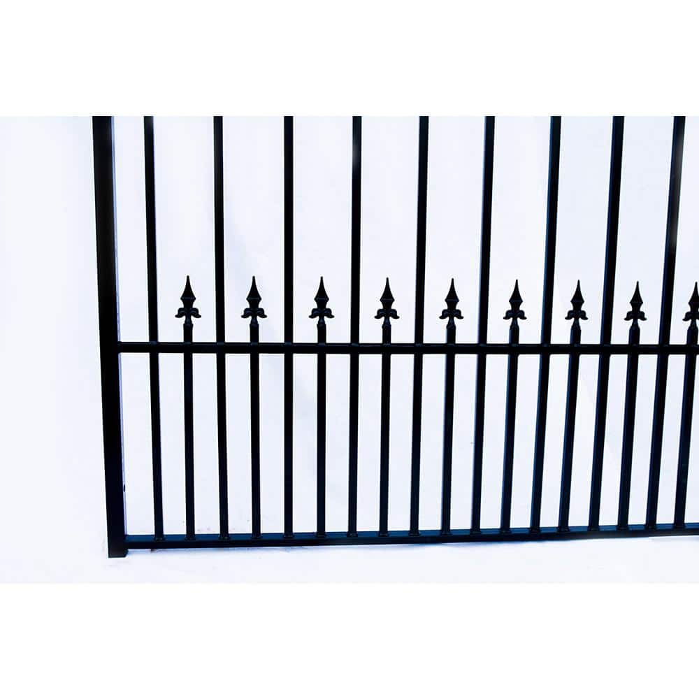 ALEKO Prague Style 12 ft. x 6 ft. Black Steel Single Swing Driveway Fence Gate