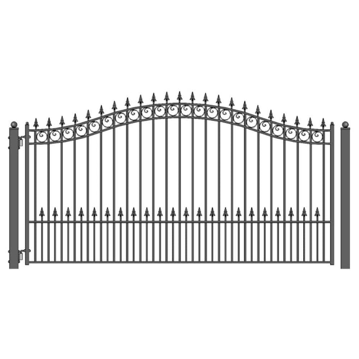 ALEKO Prague Style 12 ft. x 6 ft. Black Steel Single Swing Driveway Fence Gate