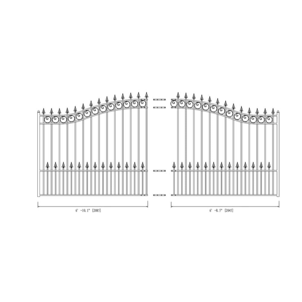 ALEKO Prague Style 12 ft. x 6 ft. Black Steel Single Swing Driveway Fence Gate