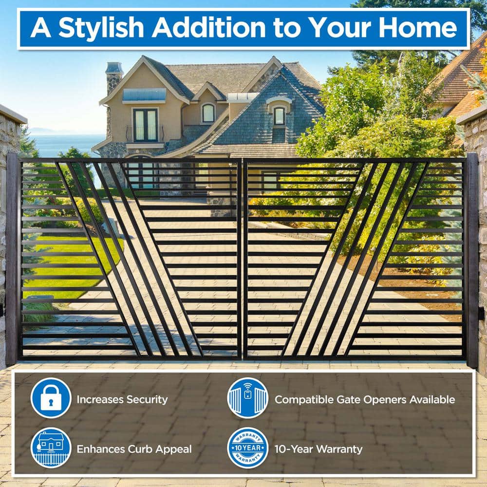 ALEKO 12 ft. x 6 ft. Sofia Black Metal Steel Dual Swinging Driveway Fence Gate