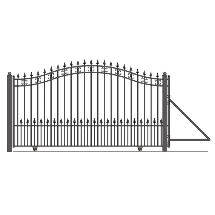 ALEKO St. Louis 12 ft. W x 6 ft. H Black Steel Single Slide Driveway with Gate Opener Fence Gate
