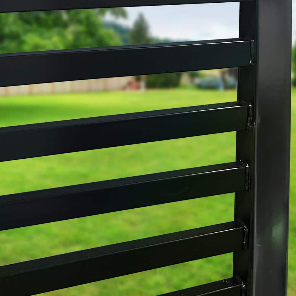 ALEKO 14 ft. x 6 ft. Kyiv Black Metal Steel Dual Swinging Driveway Fence Gate