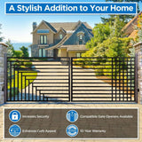 ALEKO 14 ft. x 6 ft. Kyiv Black Metal Steel Dual Swinging Driveway Fence Gate