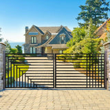 ALEKO 14 ft. x 6 ft. Kyiv Black Metal Steel Dual Swinging Driveway Fence Gate