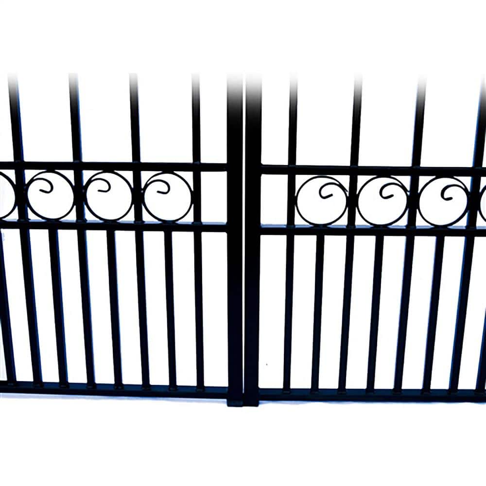 ALEKO London Style 14 ft. x 6 ft. Black Steel Dual Driveway Fence Gate