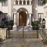 ALEKO London Style 14 ft. x 6 ft. Black Steel Dual Driveway Fence Gate