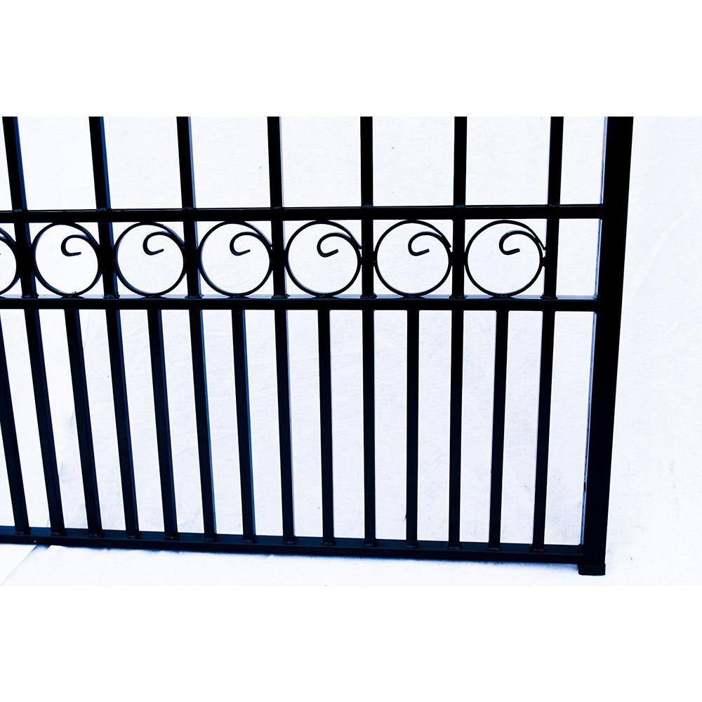 ALEKO London Style 14 ft. x 6 ft. Black Steel Single Slide Driveway Fence Gate
