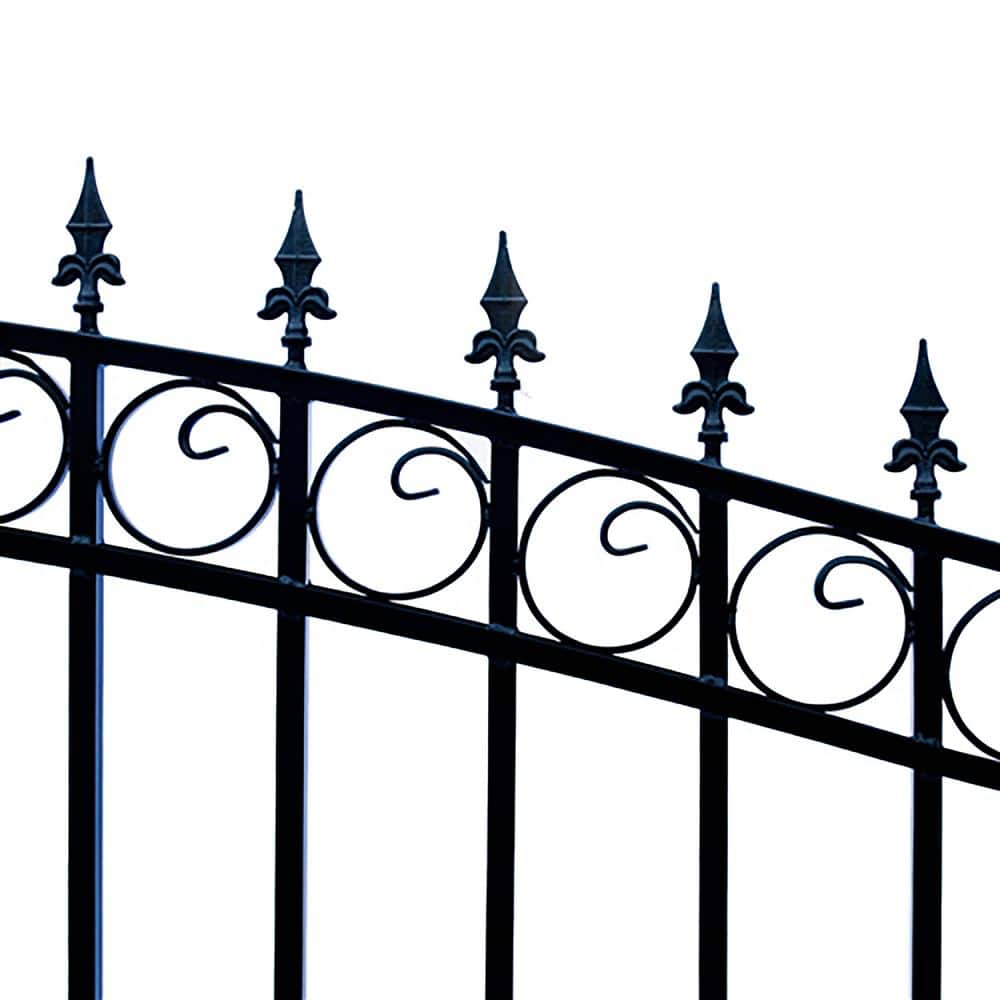 ALEKO London Style 14 ft. x 6 ft. Black Steel Single Slide Driveway Fence Gate
