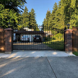 ALEKO 19 ft. x 6 ft. x 14 ft. Black Steel Single Sliding Driveway Gate London Style with Pedestrian Gate 5 ft. Fence Gate