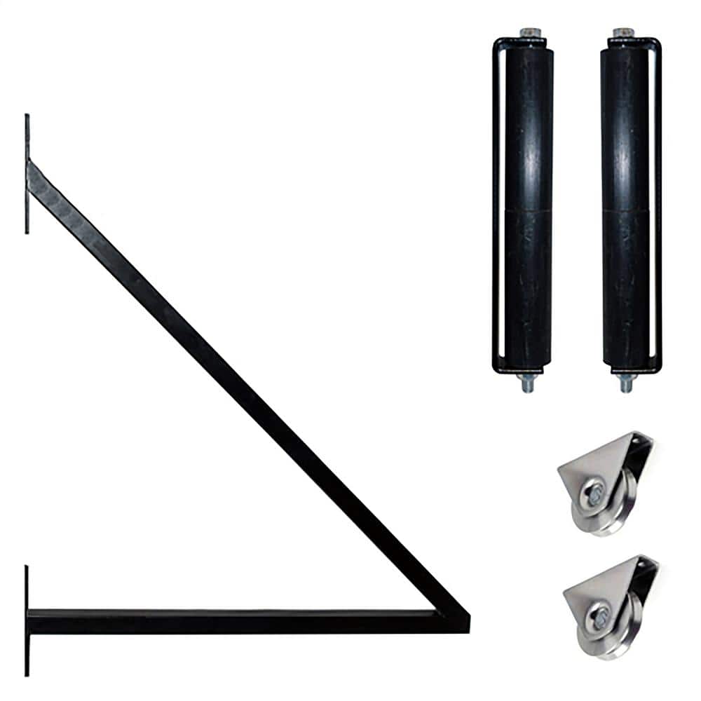 ALEKO 19 ft. x 6 ft. x 14 ft. Black Steel Single Sliding Driveway Gate London Style with Pedestrian Gate 5 ft. Fence Gate
