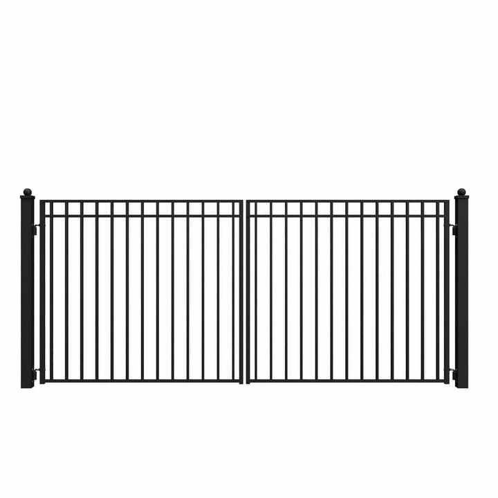 ALEKO Madrid 14 ft. x 6 ft. Black Steel Dual Driveway Fence Gate