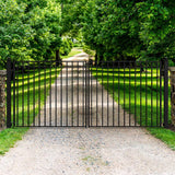 ALEKO Madrid 14 ft. x 6 ft. Black Steel Dual Driveway Fence Gate