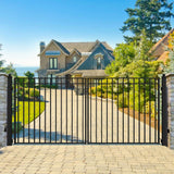 ALEKO Madrid 14 ft. x 6 ft. Black Steel Dual Driveway Fence Gate