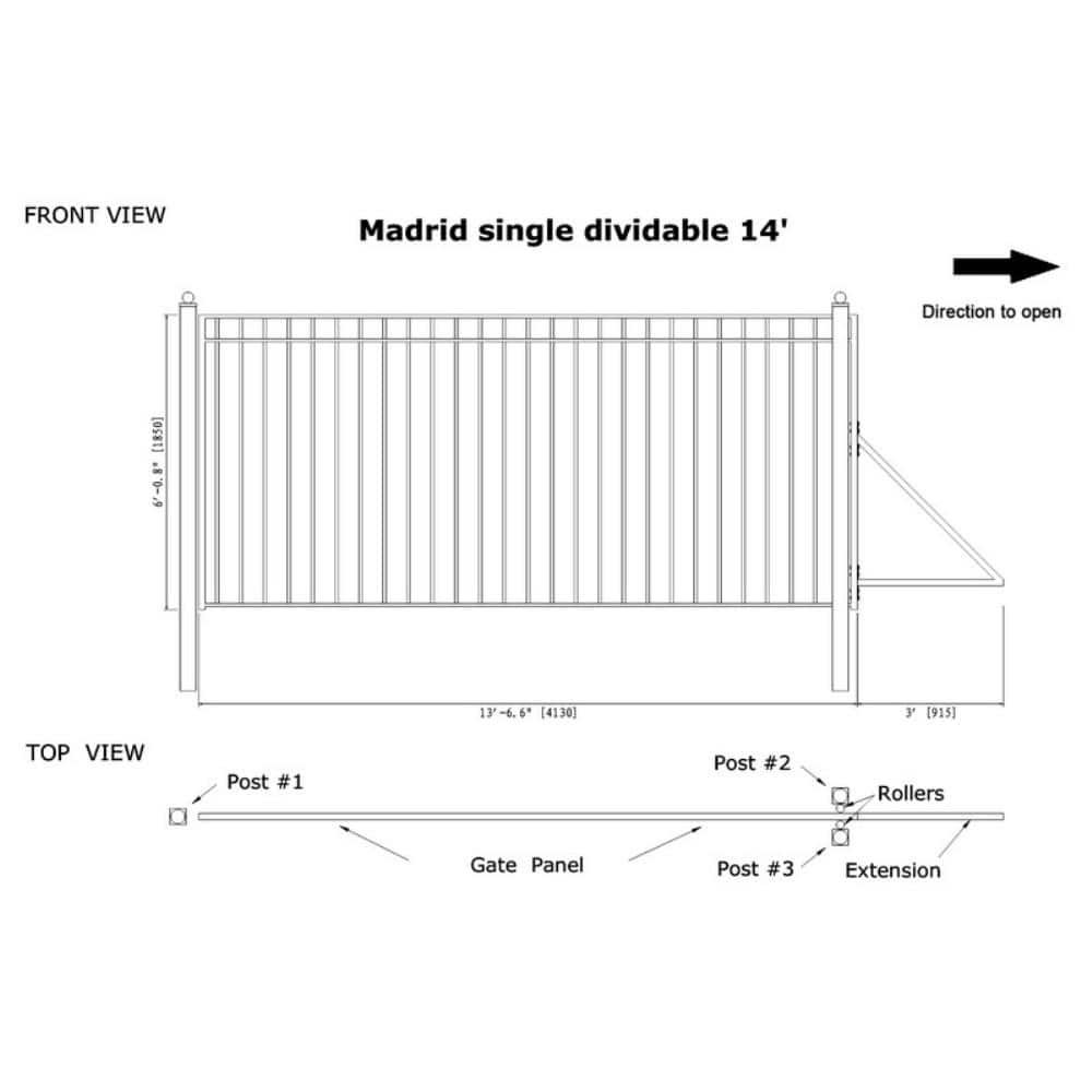 ALEKO Madrid Style 14 ft. x 6 ft. Black Steel Single Slide Driveway Fence Gate