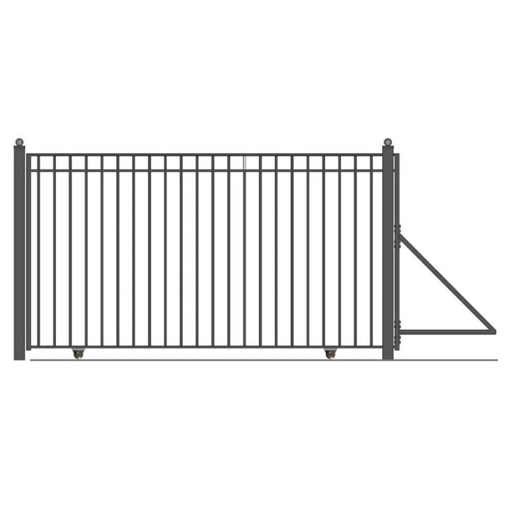 ALEKO Madrid Style 14 ft. x 6 ft. Black Steel Single Slide Driveway with Gate Opener Fence Gate