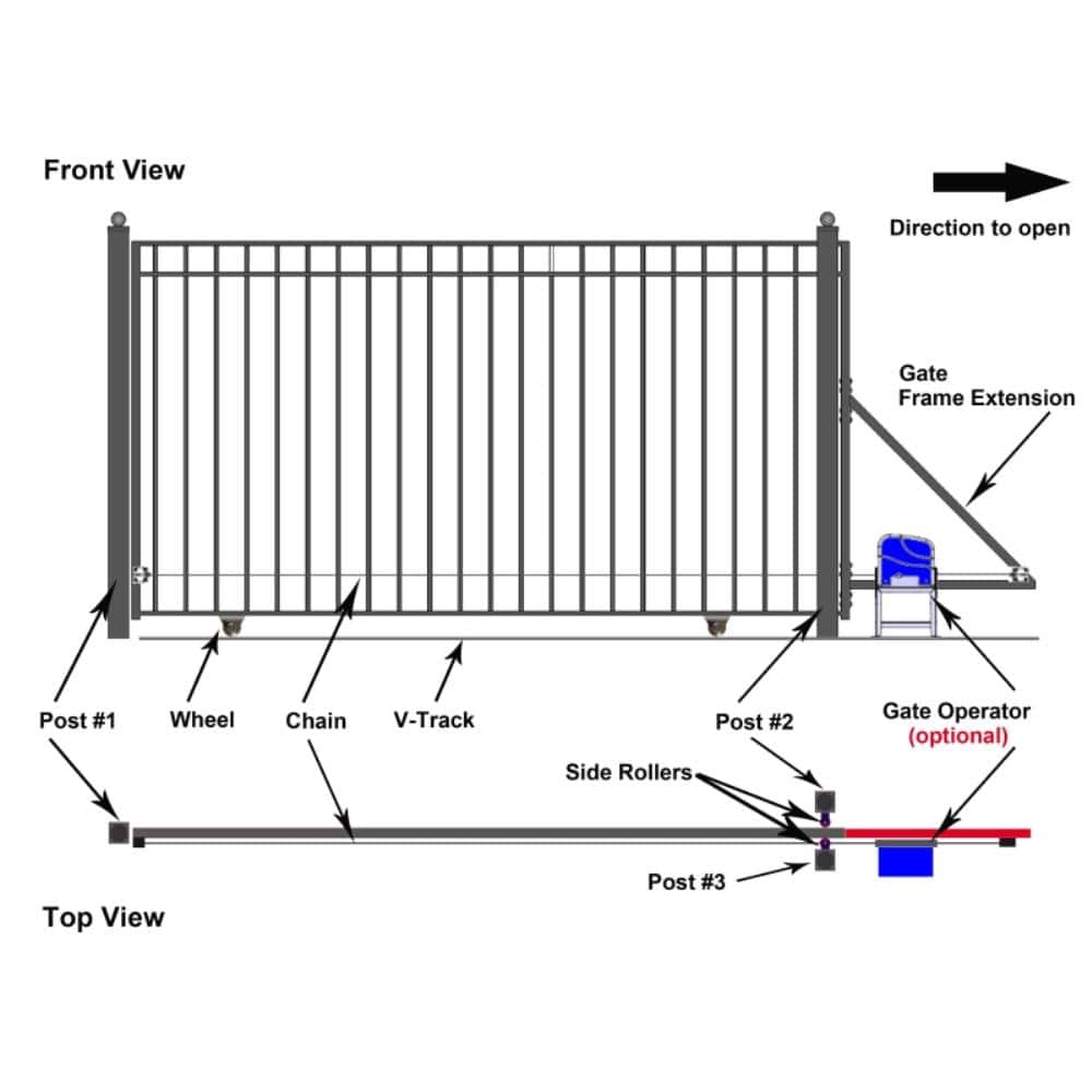 ALEKO Madrid Style 14 ft. x 6 ft. Black Steel Single Slide Driveway with Gate Opener Fence Gate