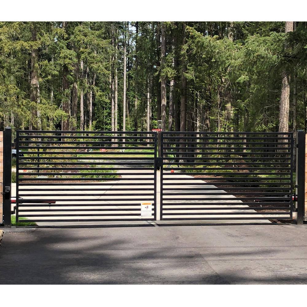 ALEKO 14 ft. x 6 ft. Milan Black Metal Steel Dual Swinging Driveway Fence Gate